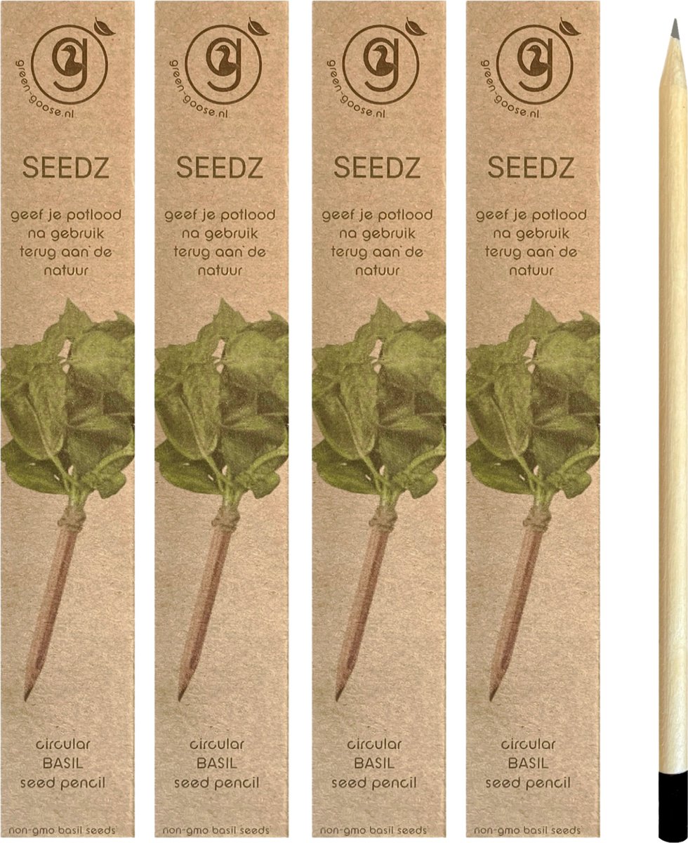 green-goose® Seedz Bloeipotlood | 4 Doosjes (van 4 Groeipotloden) | Basilicum | Duurzaam en Circulair | USE, PLANT, EAT, REPEAT | Plant een Boom!